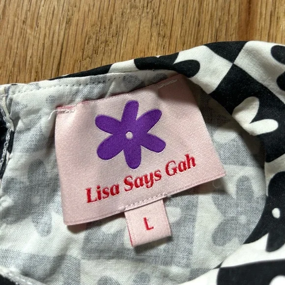 LISA SAYS GAH wendy daisy check black long sleeve blouse victorian size L - Picture 5 of 15